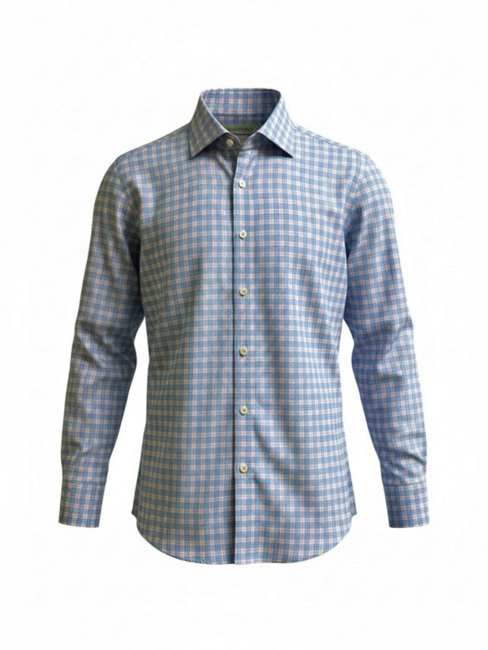 Twillory Non‎ Iron Blue Plaid Safe Cotton Tailored Fit Dress Shirt